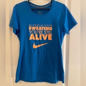 Nike Blue Dri-FIT Shirt with Yellow Logo